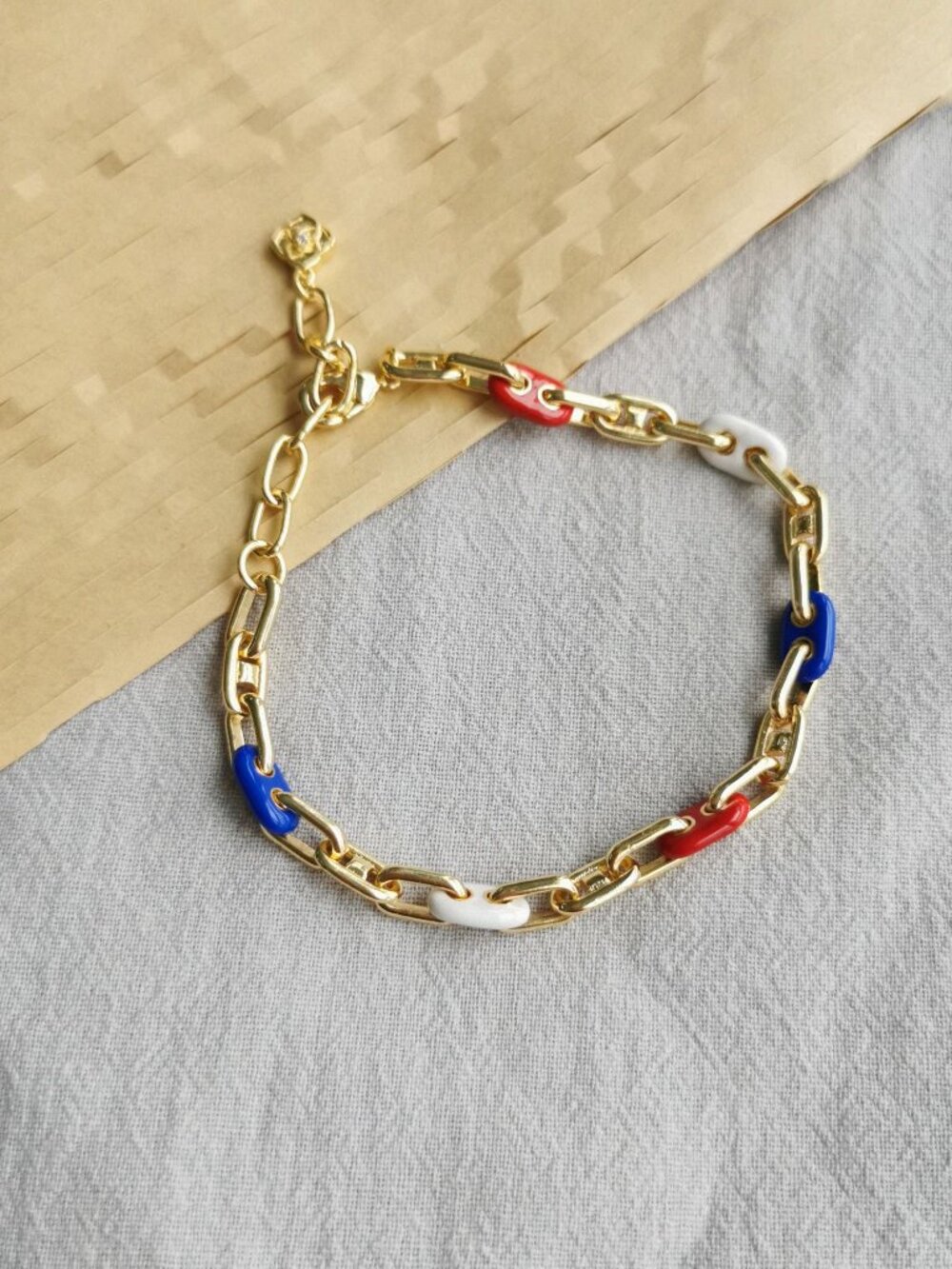 Kendra Scott Bailey Gold Multi Color Enamel Chain Bracelet New Authentic - Picture 3 of 3